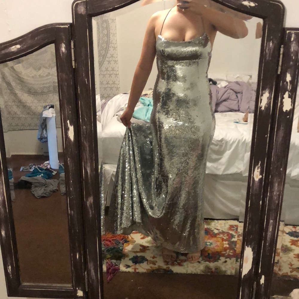Stunning silver sequence Sherri Hill dress